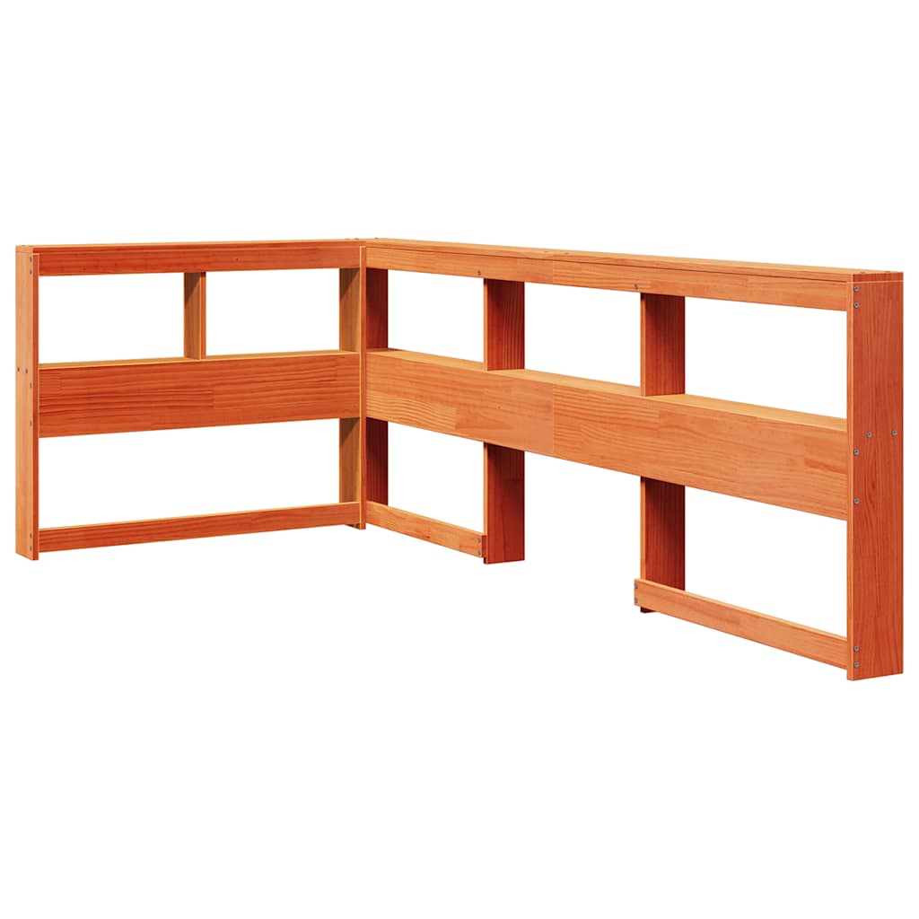 Lit bibliothèque sans matelas cire marron 90x190 cm pin massif