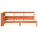 Lit bibliothèque sans matelas cire marron 90x190 cm pin massif