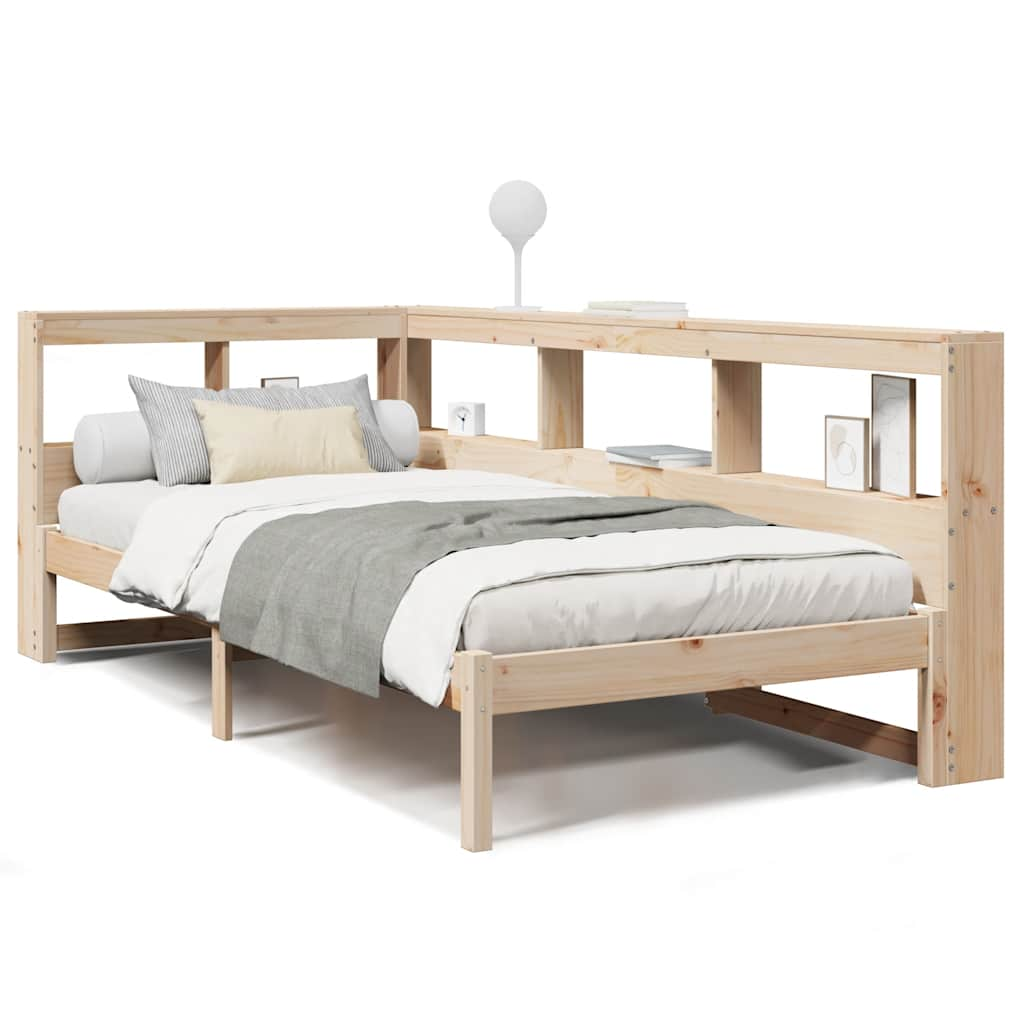 Lit bibliothèque sans matelas 75x190 cm bois de pin massif