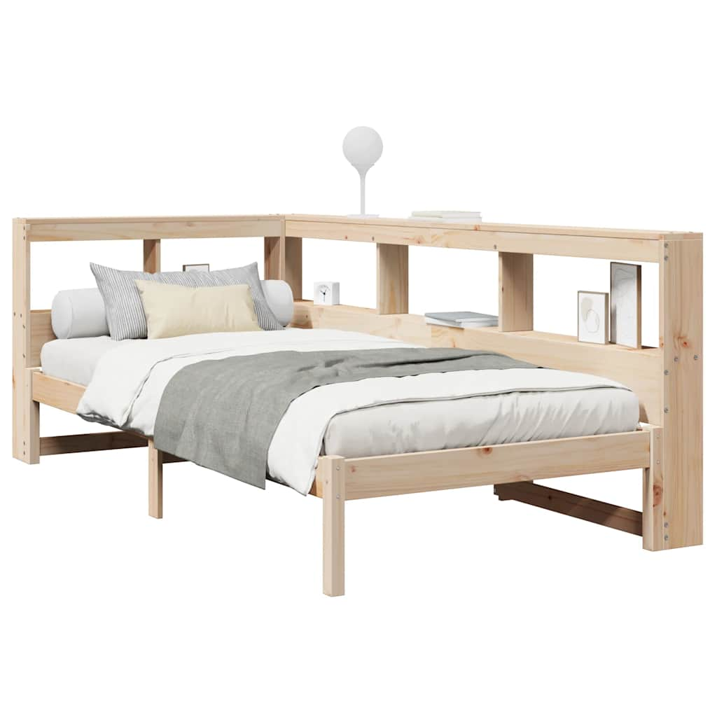 Lit bibliothèque sans matelas 75x190 cm bois de pin massif