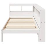 Lit bibliothèque sans matelas blanc 75x190cm bois de pin massif