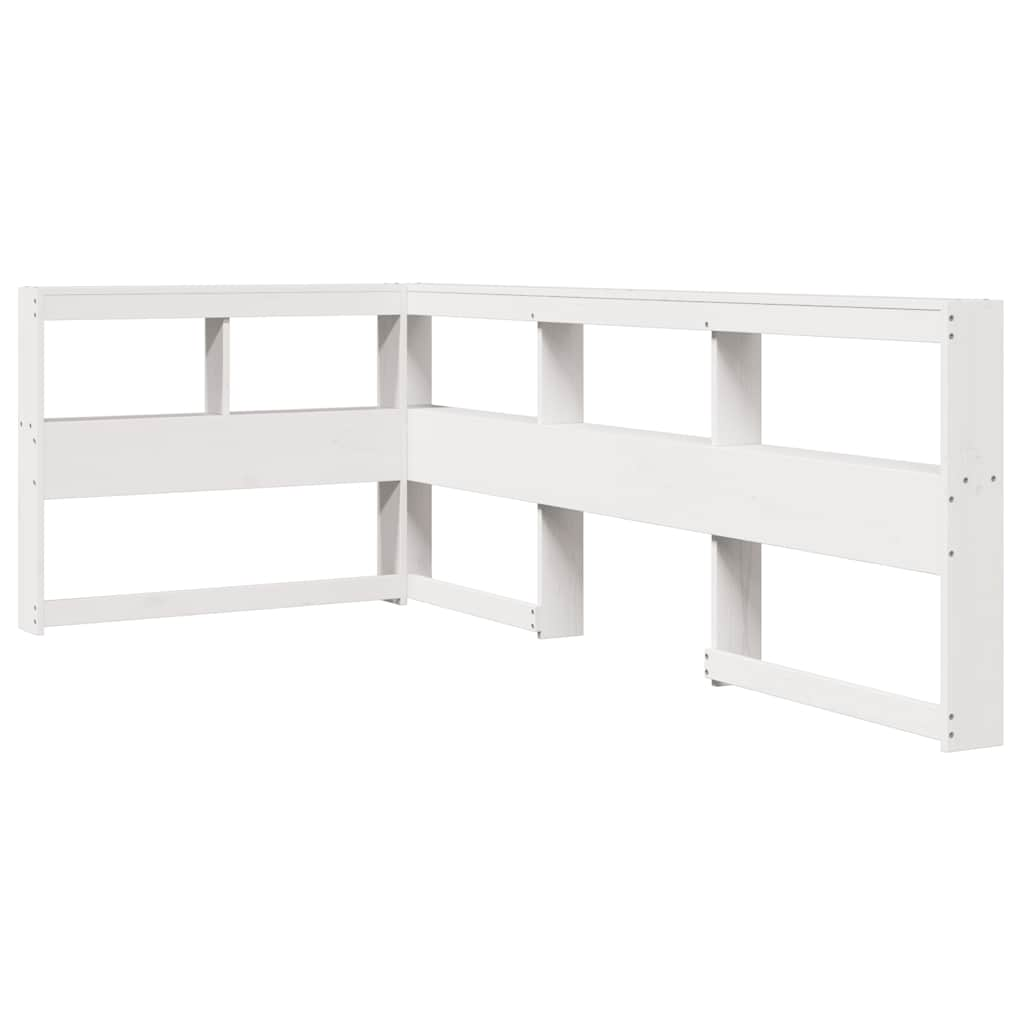 Lit bibliothèque sans matelas blanc 75x190cm bois de pin massif