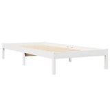 Lit bibliothèque sans matelas blanc 75x190cm bois de pin massif