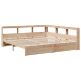 Lit bibliothèque sans matelas 200x200 cm bois massif de pin