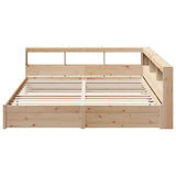 Lit bibliothèque sans matelas 200x200 cm bois massif de pin