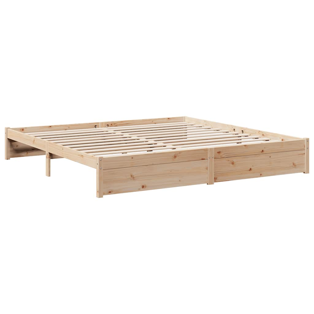 Lit bibliothèque sans matelas 200x200 cm bois massif de pin