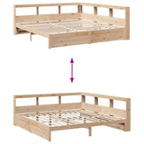 Lit bibliothèque sans matelas 200x200 cm bois massif de pin