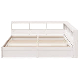 Lit bibliothèque sans matelas blanc 200x200 cm bois pin massif