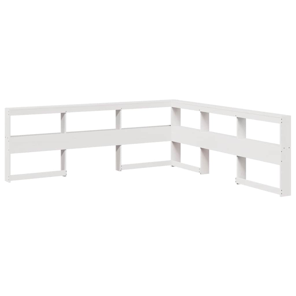 Lit bibliothèque sans matelas blanc 200x200 cm bois pin massif