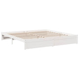 Lit bibliothèque sans matelas blanc 200x200 cm bois pin massif