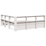 Lit bibliothèque sans matelas blanc 200x200 cm bois pin massif