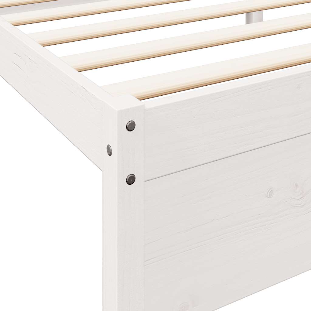 Lit bibliothèque sans matelas blanc 200x200 cm bois pin massif