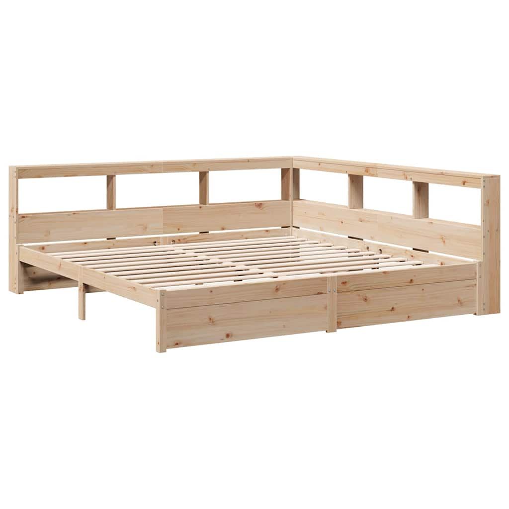 Lit bibliothèque sans matelas 180x200 cm bois massif de pin