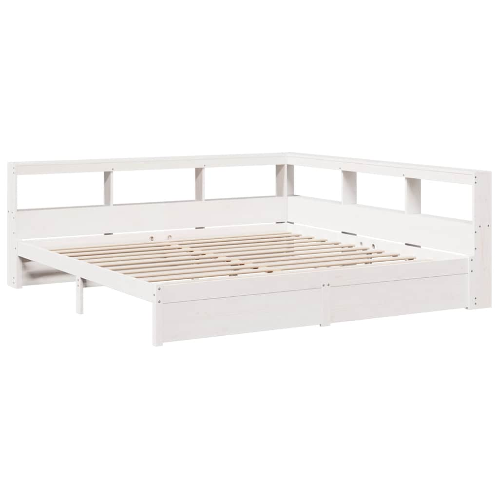 Lit bibliothèque sans matelas blanc 180x200 cm bois pin massif