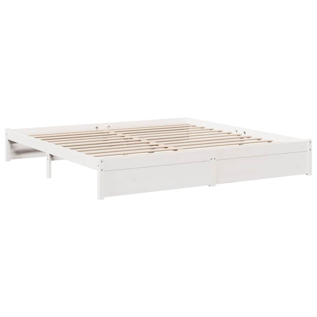 Lit bibliothèque sans matelas blanc 180x200 cm bois pin massif