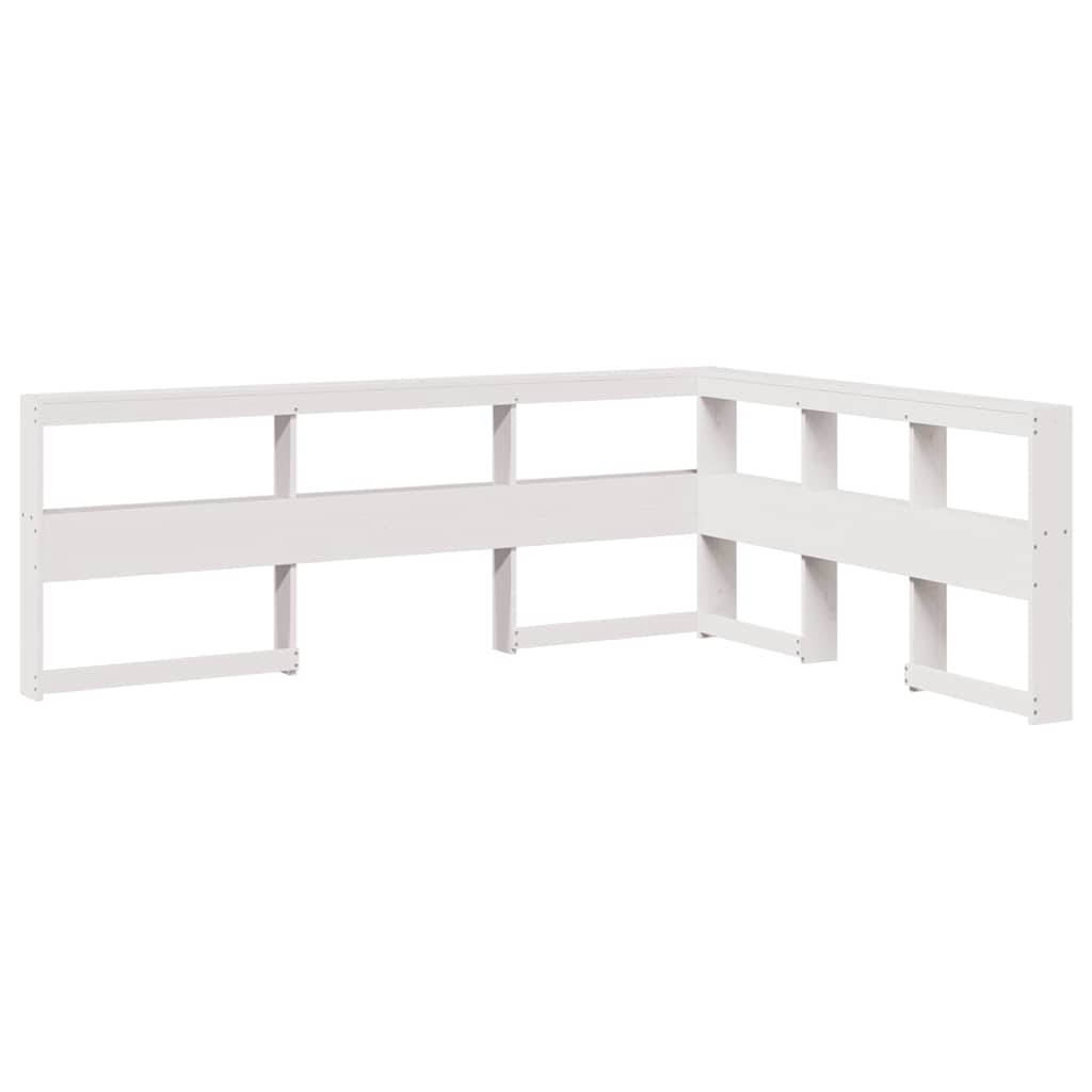 Lit bibliothèque sans matelas blanc 160x200 cm bois pin massif