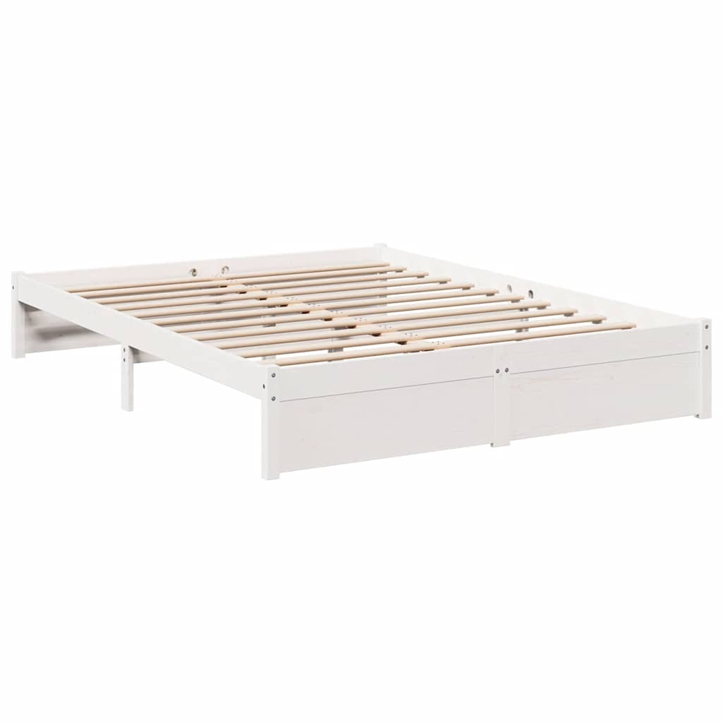 Lit bibliothèque sans matelas blanc 160x200 cm bois pin massif