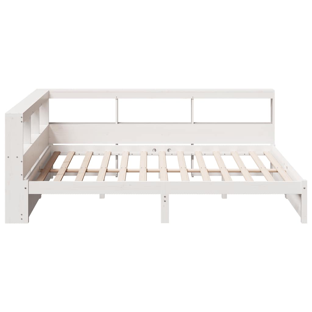 Lit bibliothèque sans matelas blanc 160x200 cm bois pin massif