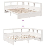 Lit bibliothèque sans matelas blanc 160x200 cm bois pin massif