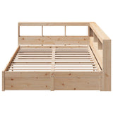 Lit bibliothèque sans matelas 150x200 cm bois massif de pin