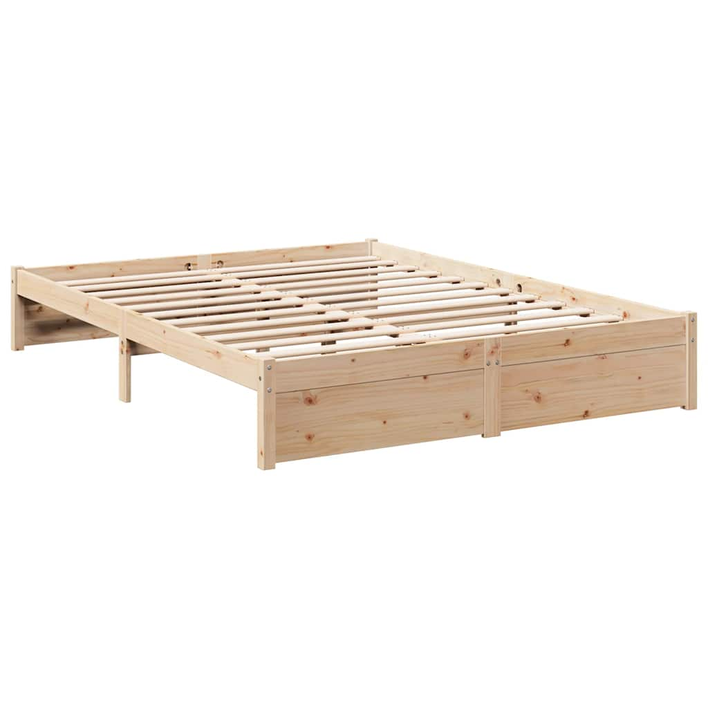 Lit bibliothèque sans matelas 150x200 cm bois massif de pin