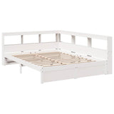 Lit bibliothèque sans matelas blanc 150x200 cm bois pin massif