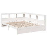 Lit bibliothèque sans matelas blanc 140x200 cm bois pin massif