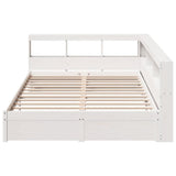 Lit bibliothèque sans matelas blanc 140x200 cm bois pin massif