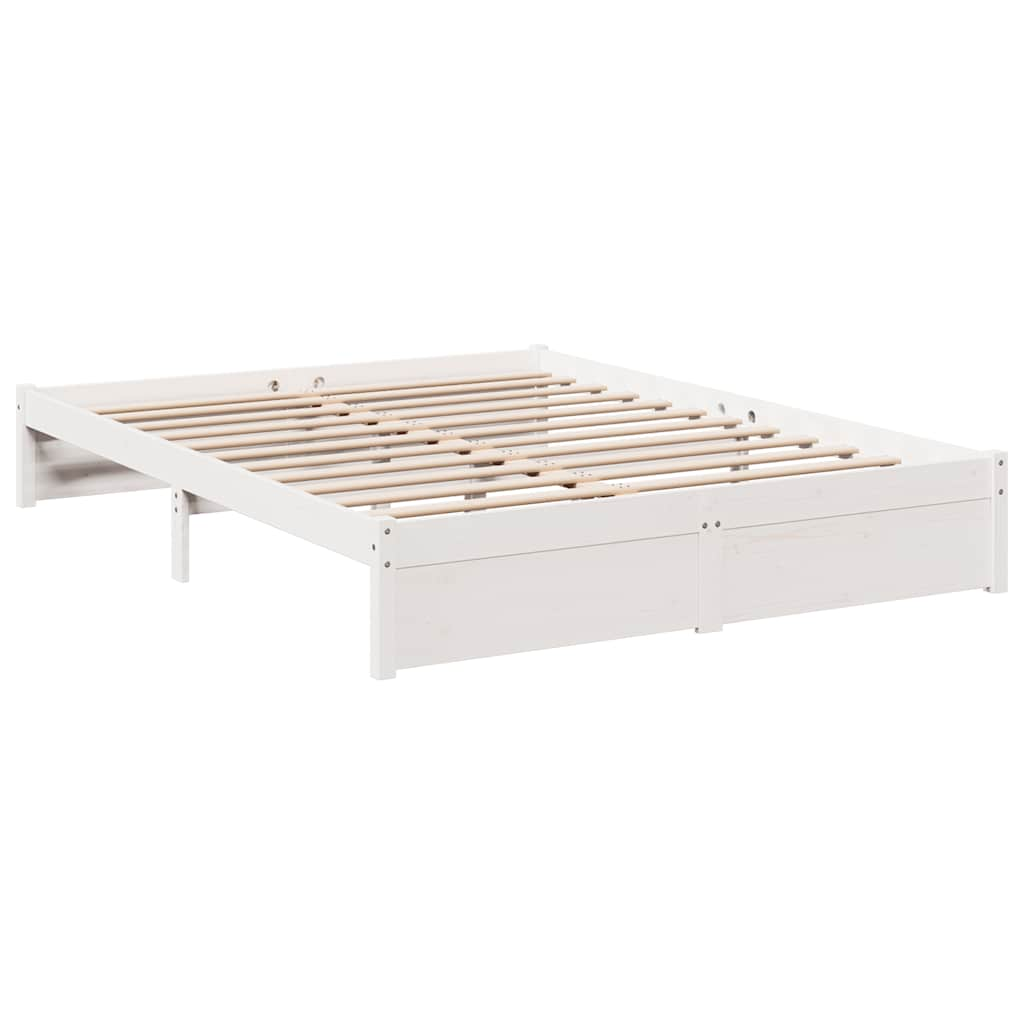 Lit bibliothèque sans matelas blanc 140x200 cm bois pin massif