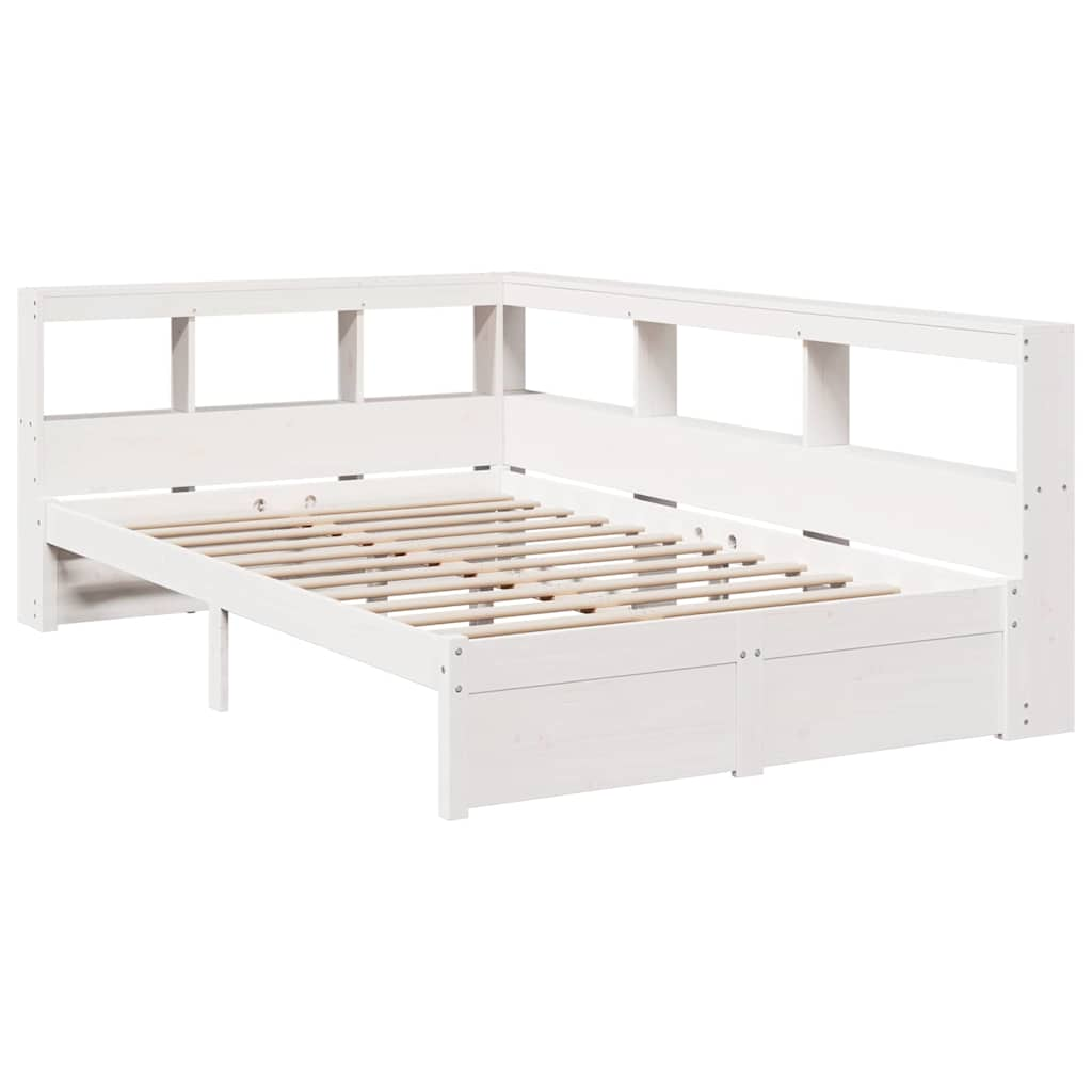 Lit bibliothèque sans matelas blanc 120x200 cm bois pin massif