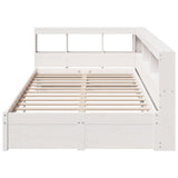 Lit bibliothèque sans matelas blanc 120x200 cm bois pin massif