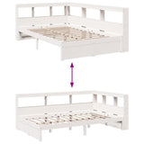 Lit bibliothèque sans matelas blanc 120x200 cm bois pin massif