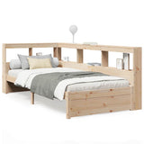 Lit bibliothèque sans matelas 100x200 cm bois massif de pin