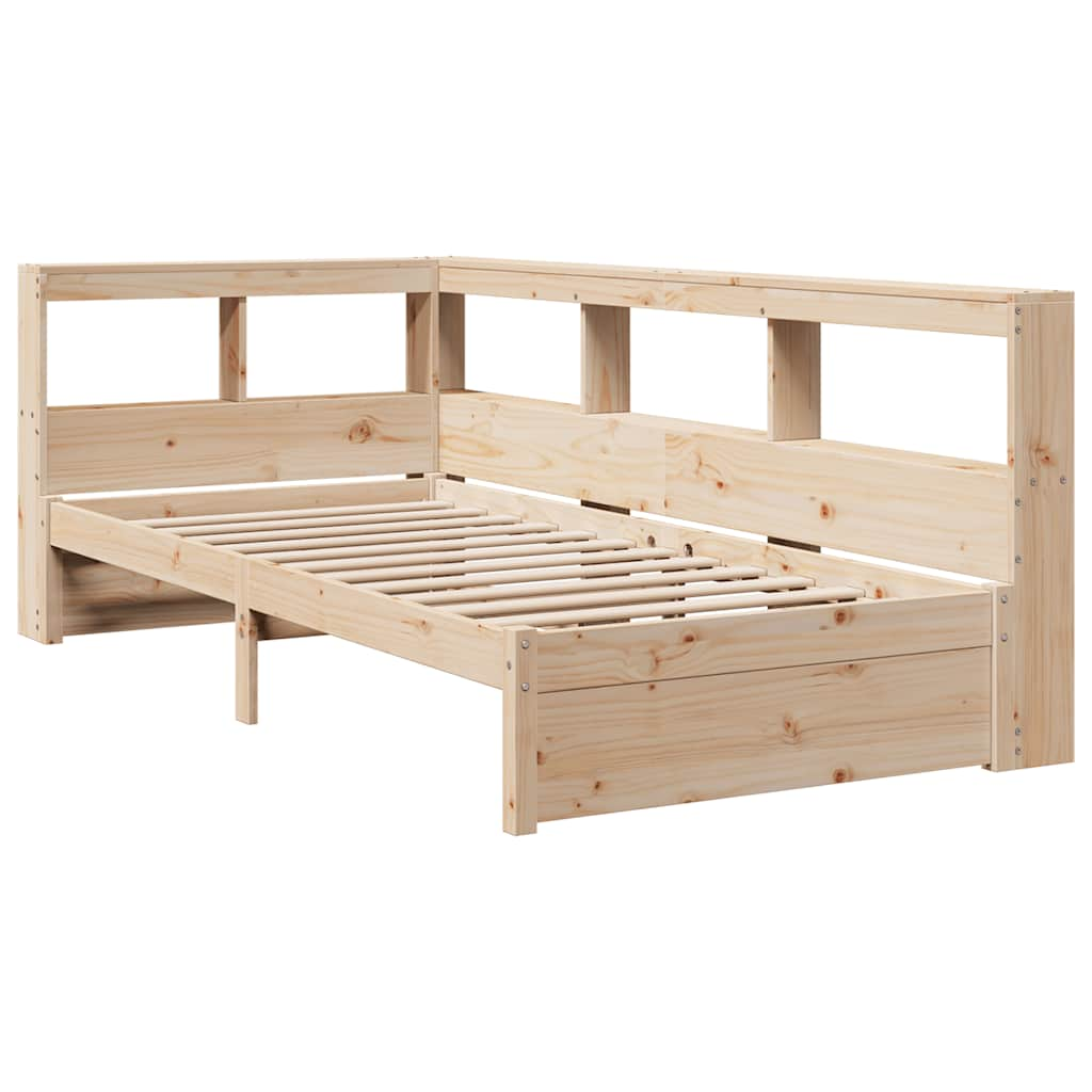 Lit bibliothèque sans matelas 100x200 cm bois massif de pin