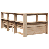 Lit bibliothèque sans matelas 100x200 cm bois massif de pin