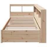 Lit bibliothèque sans matelas 90x200 cm bois de pin massif