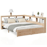 Bookcase bed without mattress 140x190 cm solid pine wood