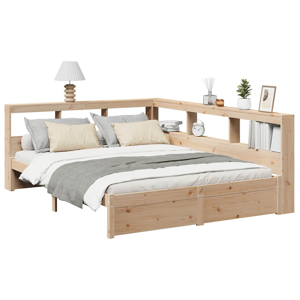 Bookcase bed without mattress 140x190 cm solid pine wood