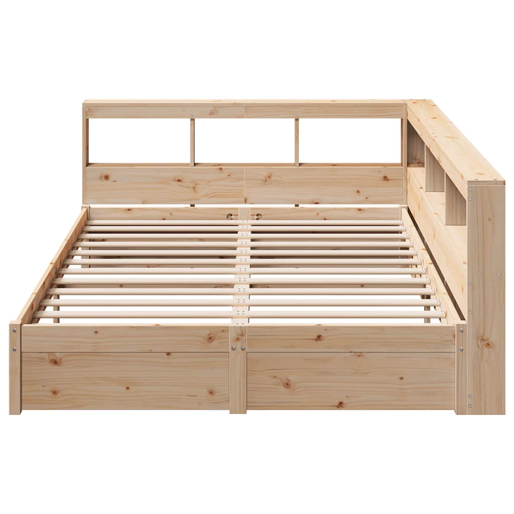 Bookcase bed without mattress 140x190 cm solid pine wood