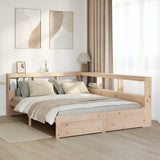 Bookcase bed without mattress 140x190 cm solid pine wood