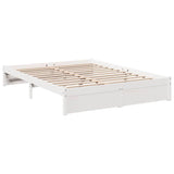 Lit bibliothèque sans matelas blanc 140x190 cm bois pin massif