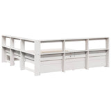 Lit bibliothèque sans matelas blanc 140x190 cm bois pin massif