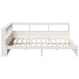 Lit bibliothèque sans matelas blanc 135x190 cm bois pin massif