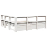 Lit bibliothèque sans matelas blanc 135x190 cm bois pin massif