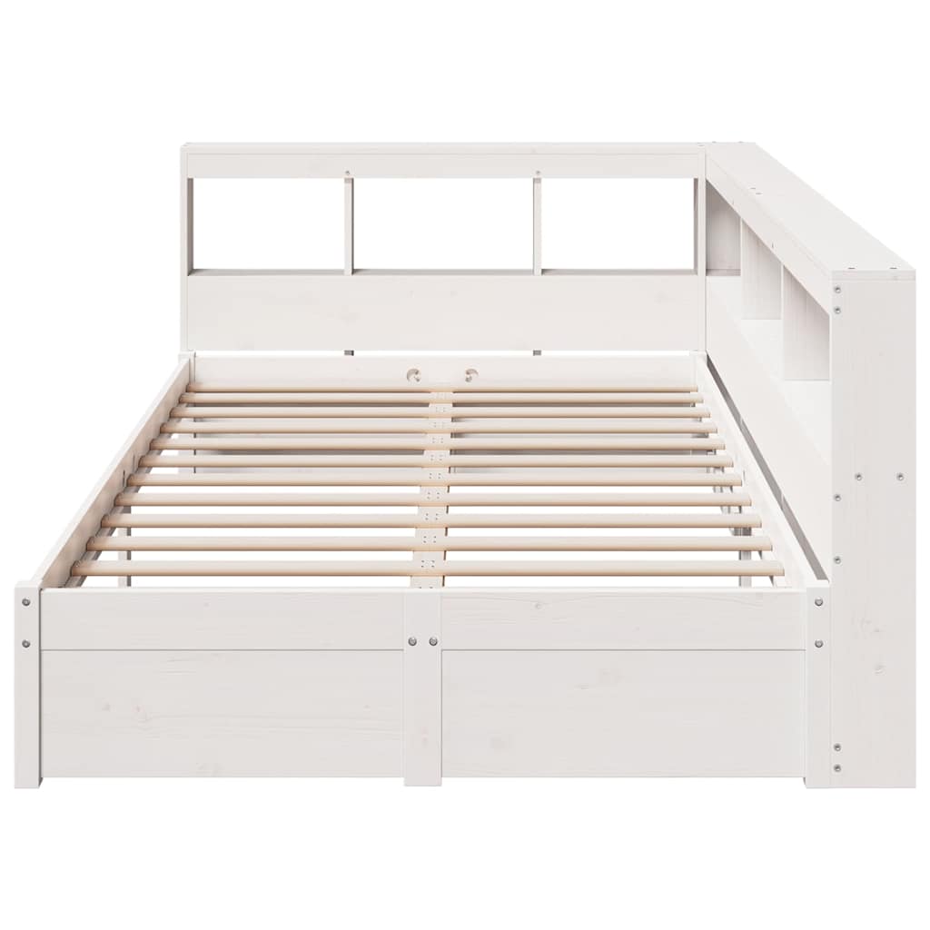 Lit bibliothèque sans matelas blanc 120x190 cm bois pin massif