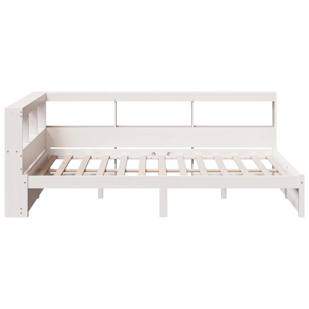 Lit bibliothèque sans matelas blanc 120x190 cm bois pin massif