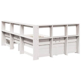 Lit bibliothèque sans matelas blanc 120x190 cm bois pin massif