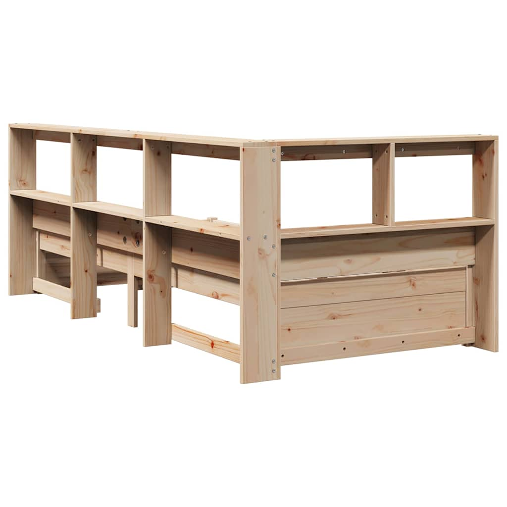 Lit bibliothèque sans matelas 90x190 cm bois de pin massif