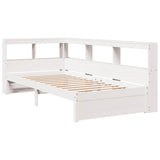 Lit bibliothèque sans matelas blanc 75x190cm bois de pin massif