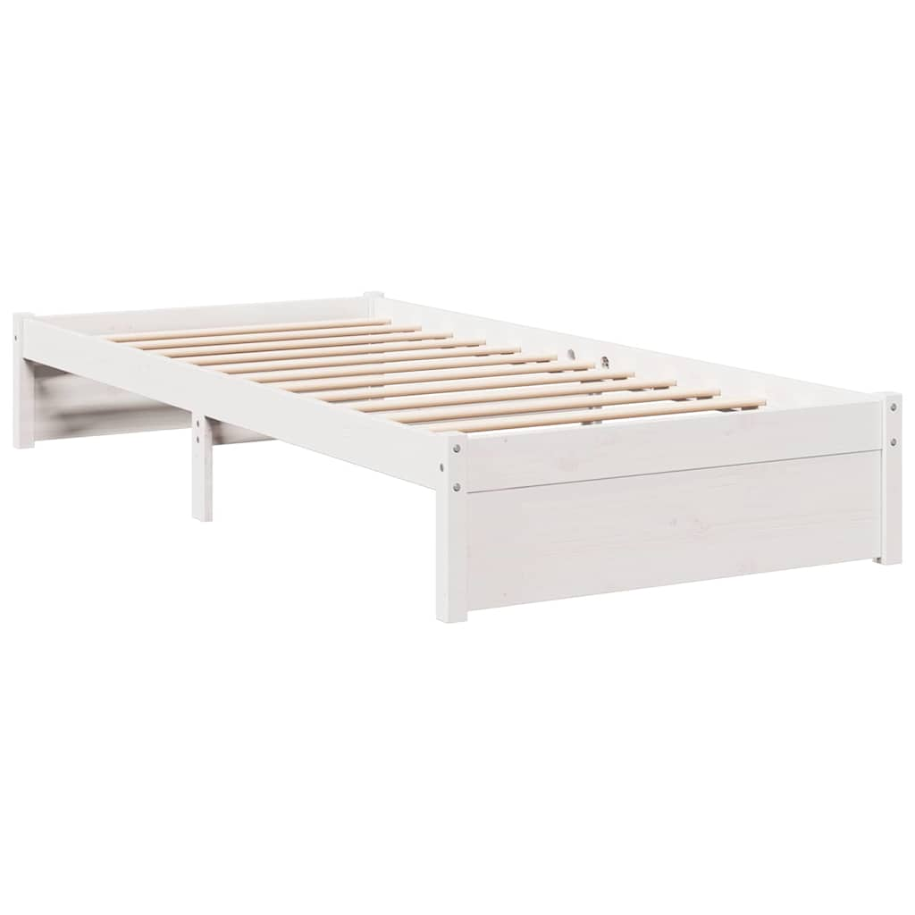 Lit bibliothèque sans matelas blanc 75x190cm bois de pin massif